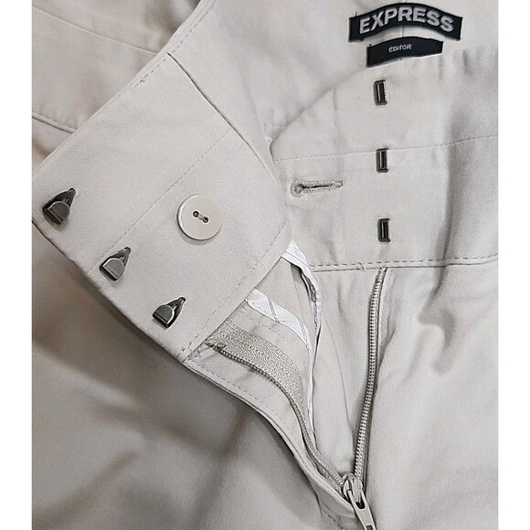 EXPRESS Women's Editor Light Khaki Trousers- Size 10 R Bootcut Pockets Dressy - Picture 5 of 11